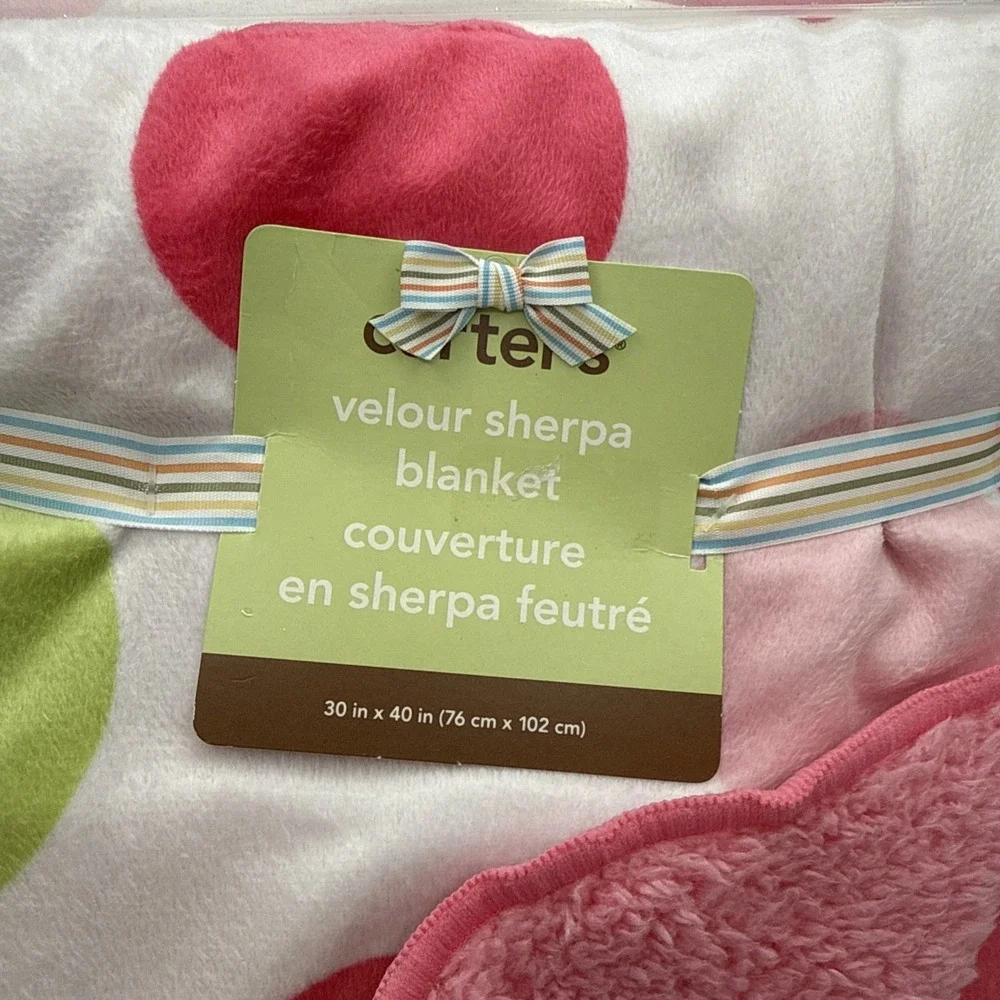 NWT 2012 Carter's Polka Dot Velour Sherpa Baby Blanket Replacement VHTF 30x40